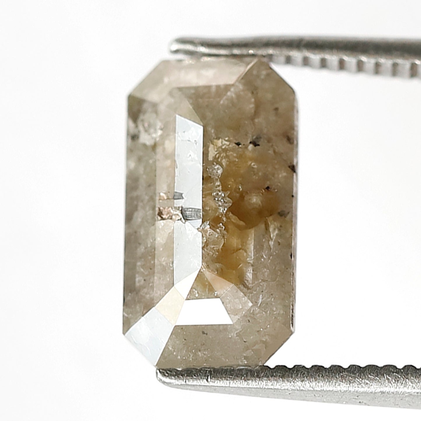2.33 CT Grayish Emerald Shape Loose Diamond, Natural Ethical Salt and Pepper Diamond For Wedding Ring