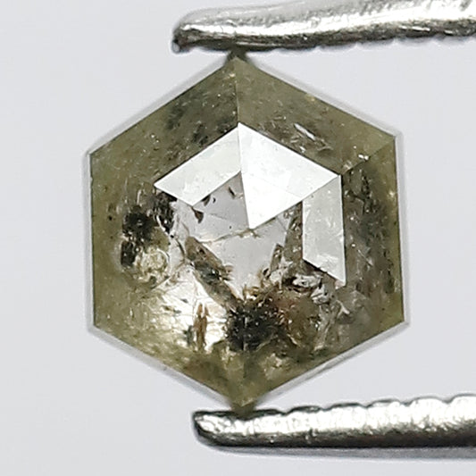 0.75 CT Stunning Hexagon Shape 6 MM Natural Loose Greenish color Salt and Pepper Conflict Free Diamond ideal for making Vintage Jewelry