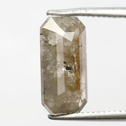 2.33 CT Grayish Emerald Shape Loose Diamond, Natural Ethical Salt and Pepper Diamond For Wedding Ring