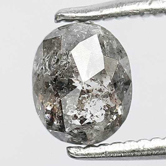 0.79 CT Loose Oval Shape Salt and Pepper Natural Grey Black Diamond Perfect for making Solitaire Ring