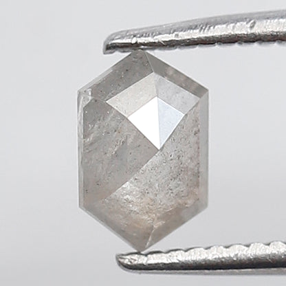 6 MM 0.59 Ct Elongated Hexagon Shape Salt and Pepper Diamond Natural Loose Grey Color Diamond