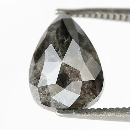 Pear Shape 3.49 CT Salt and Pepper Diamond, 10.30 mm Natural Gray Black Diamond for Custom Ring Gift