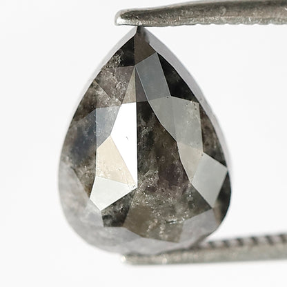 Pear Shape 3.49 CT Salt and Pepper Diamond, 10.30 mm Natural Gray Black Diamond for Custom Ring Gift