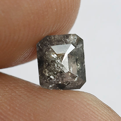 0.74 CT Earth Mined Natural Loose Grey Black color Emerald Shape Diamond,5 mm Salt and Pepper Diamond ideal for making Body Piercing Jewelry