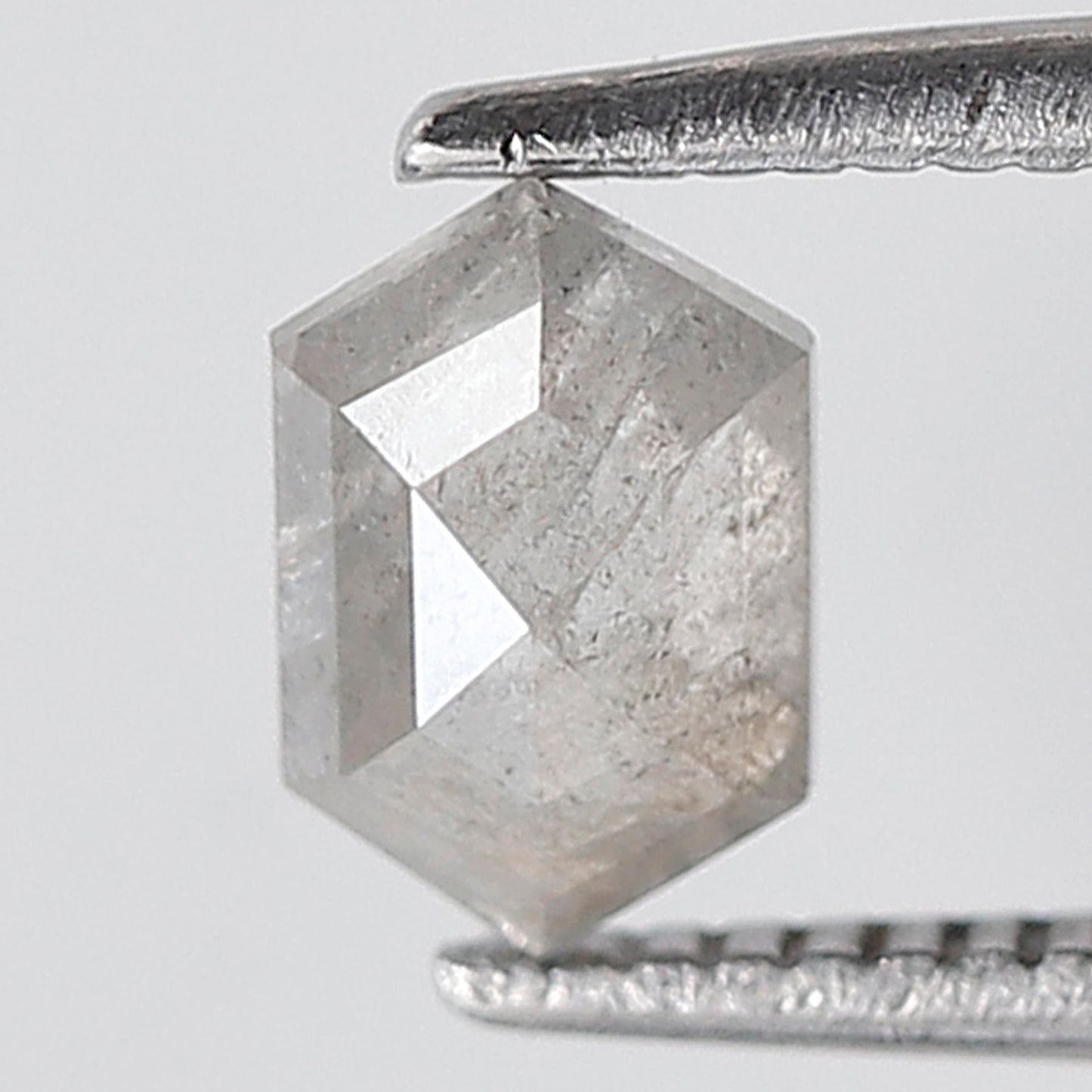 6 MM 0.59 Ct Elongated Hexagon Shape Salt and Pepper Diamond Natural Loose Grey Color Diamond