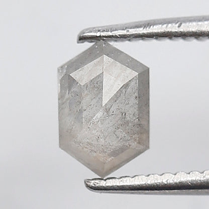 6 MM 0.59 Ct Elongated Hexagon Shape Salt and Pepper Diamond Natural Loose Grey Color Diamond