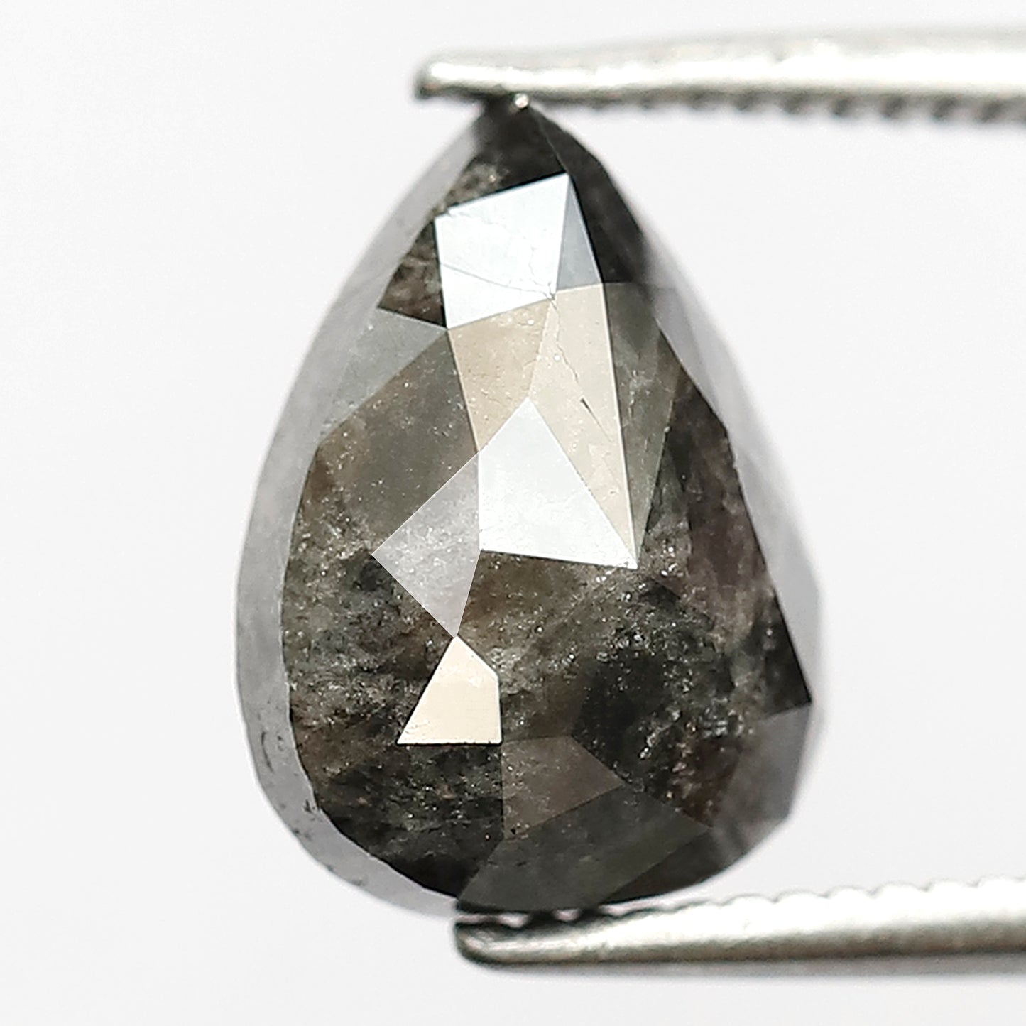 Pear Shape 3.49 CT Salt and Pepper Diamond, 10.30 mm Natural Gray Black Diamond for Custom Ring Gift