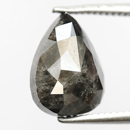 Pear Shape 3.49 CT Salt and Pepper Diamond, 10.30 mm Natural Gray Black Diamond for Custom Ring Gift