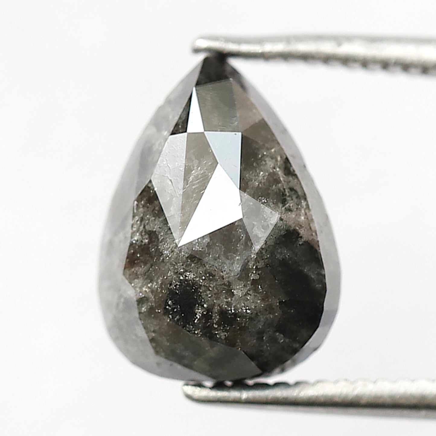 Pear Shape 3.49 CT Salt and Pepper Diamond, 10.30 mm Natural Gray Black Diamond for Custom Ring Gift
