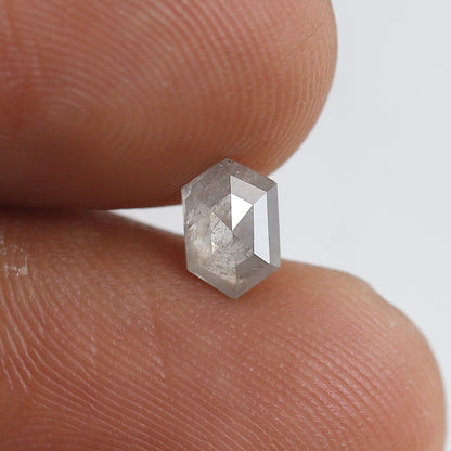 6 MM 0.59 Ct Elongated Hexagon Shape Salt and Pepper Diamond Natural Loose Grey Color Diamond