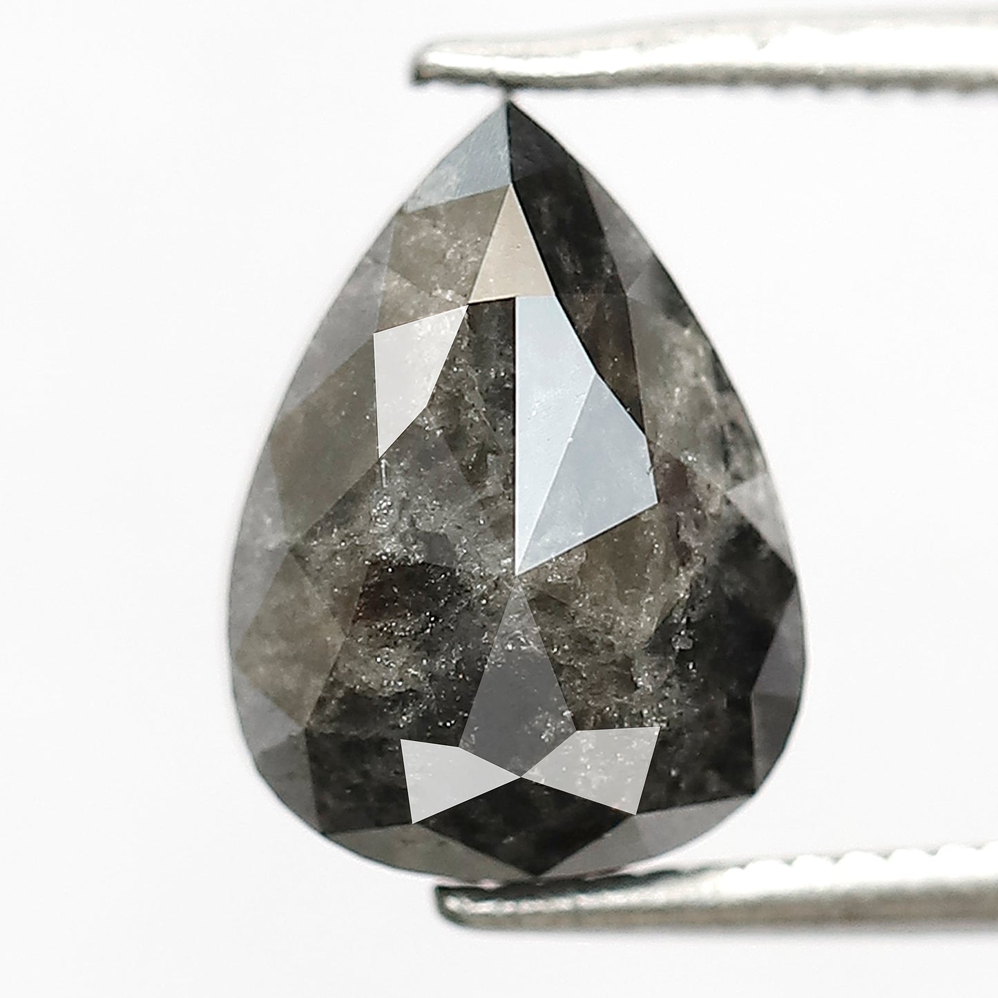 Pear Shape 3.49 CT Salt and Pepper Diamond, 10.30 mm Natural Gray Black Diamond for Custom Ring Gift