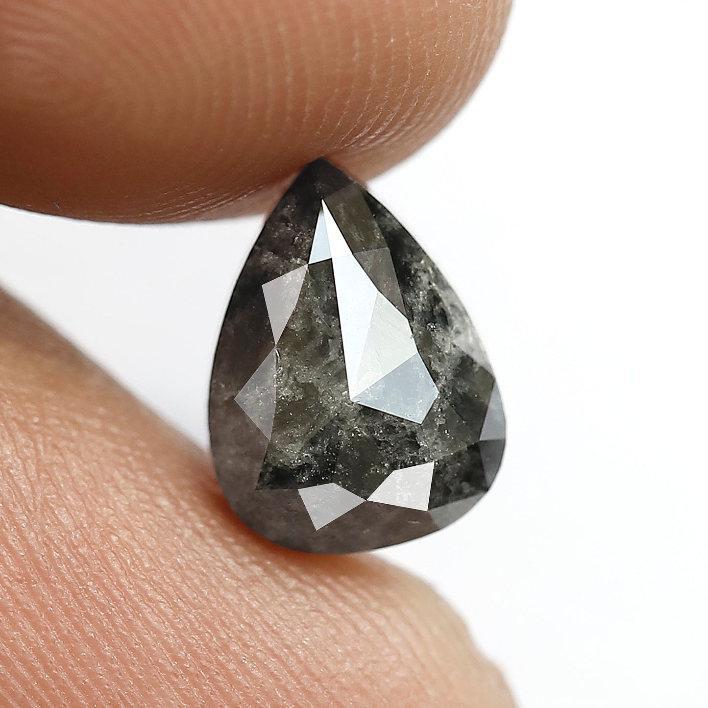 Pear Shape 3.49 CT Salt and Pepper Diamond, 10.30 mm Natural Gray Black Diamond for Custom Ring Gift