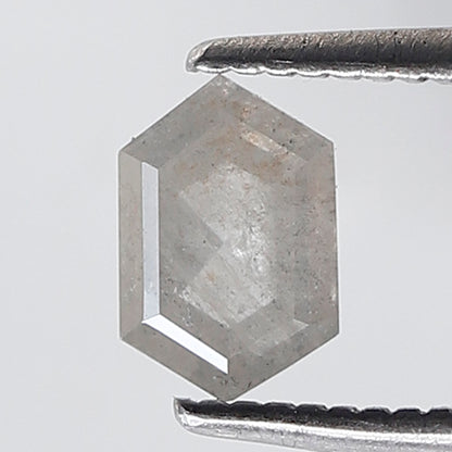 6 MM 0.59 Ct Elongated Hexagon Shape Salt and Pepper Diamond Natural Loose Grey Color Diamond