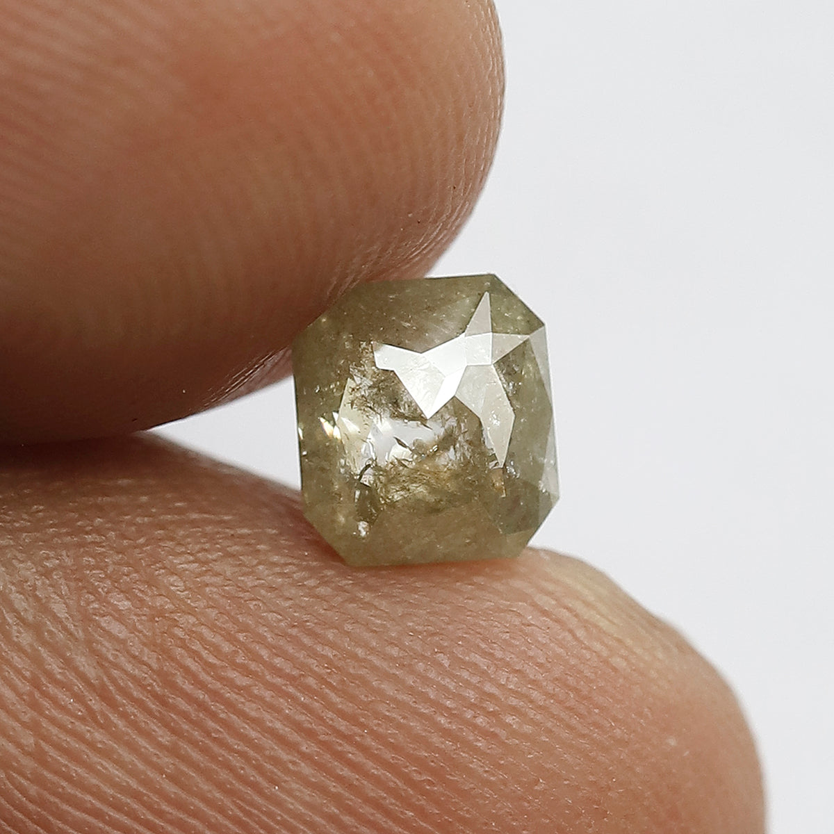0.79 CT Greenish Grey Asscher Shape Loose Salt and Pepper Diamond Perfect For Making Wedding Ring