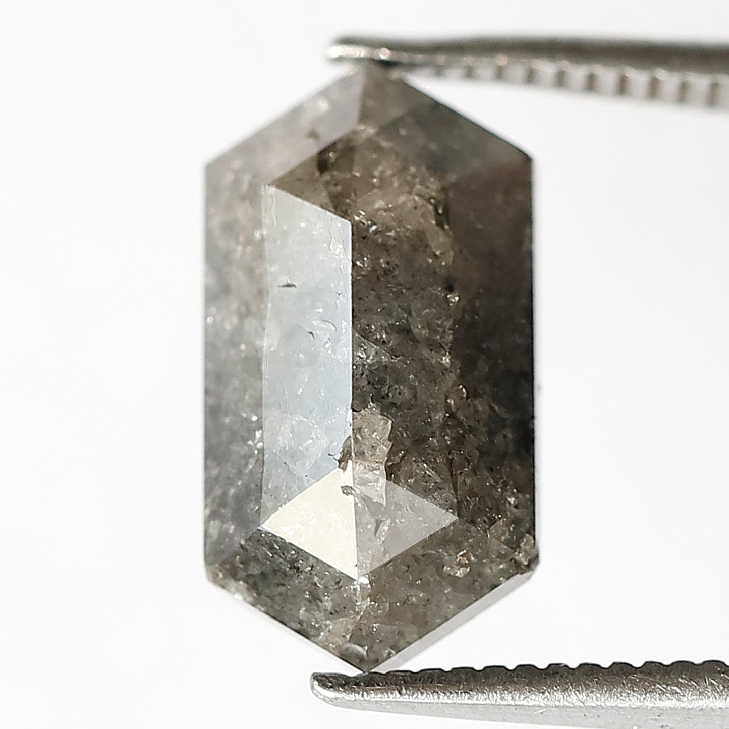 3.31 CT Long Hexagon Salt and Pepper Diamond, Natural Gray Black Loose Earth Mined Diamond For Making Custom Pendant