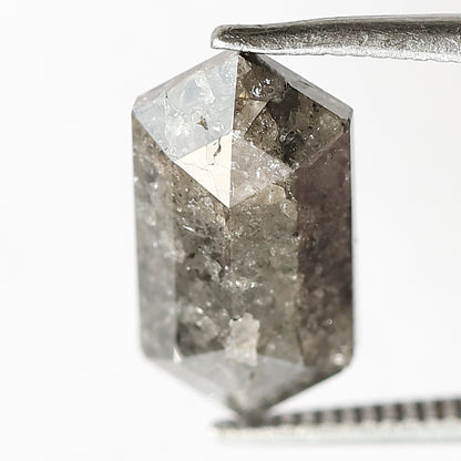 3.31 CT Long Hexagon Salt and Pepper Diamond, Natural Gray Black Loose Earth Mined Diamond For Making Custom Pendant