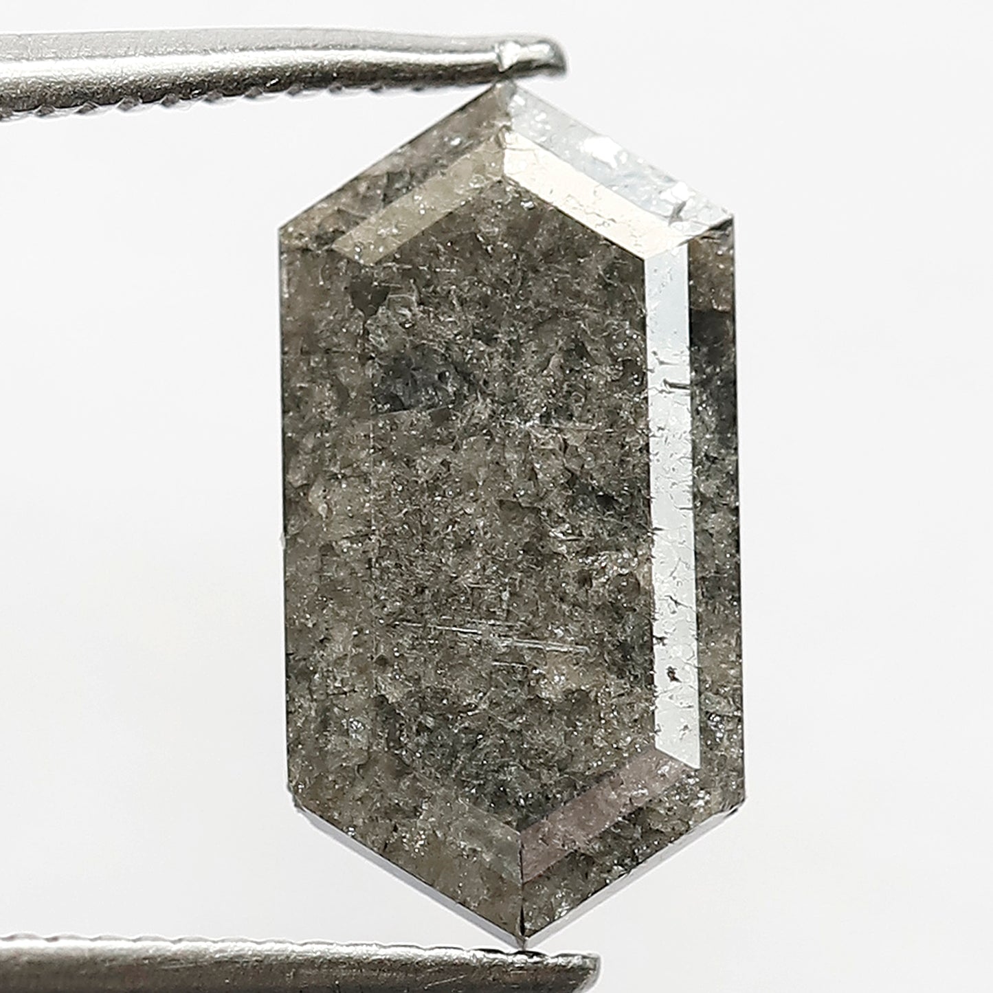 3.31 CT Long Hexagon Salt and Pepper Diamond, Natural Gray Black Loose Earth Mined Diamond For Making Custom Pendant
