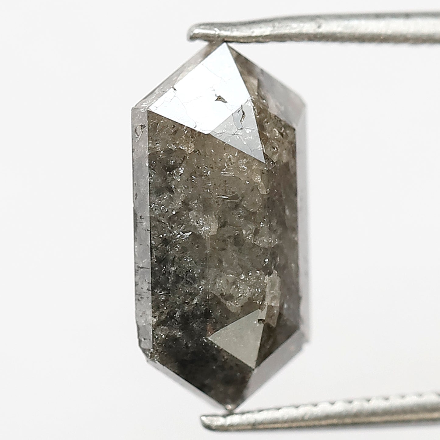 3.31 CT Long Hexagon Salt and Pepper Diamond, Natural Gray Black Loose Earth Mined Diamond For Making Custom Pendant