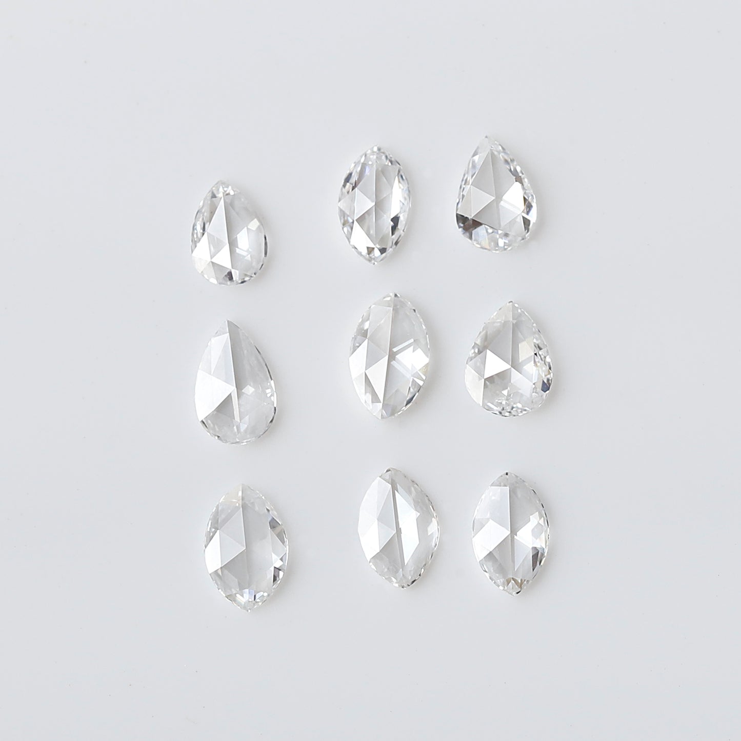 0.77 Ct Pear & Marquise Rose Cut Diamond Lot, 9 Pcs FG VS-SI Natural Loose Diamonds for Wedding Jewelry