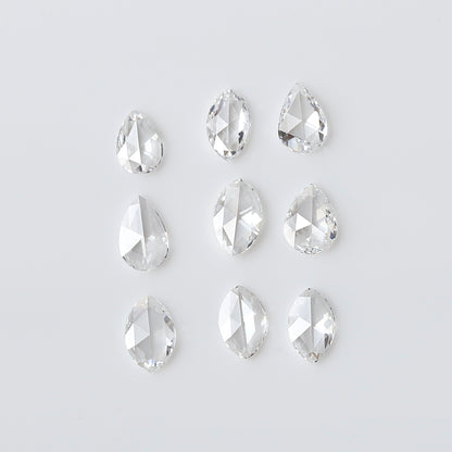0.77 Ct Pear & Marquise Rose Cut Diamond Lot, 9 Pcs FG VS-SI Natural Loose Diamonds for Wedding Jewelry
