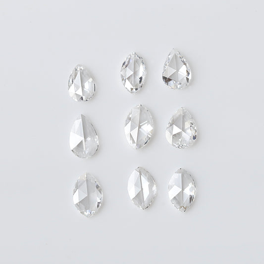 0.77 Ct Pear & Marquise Rose Cut Diamond Lot, 9 Pcs FG VS-SI Natural Loose Diamonds for Wedding Jewelry