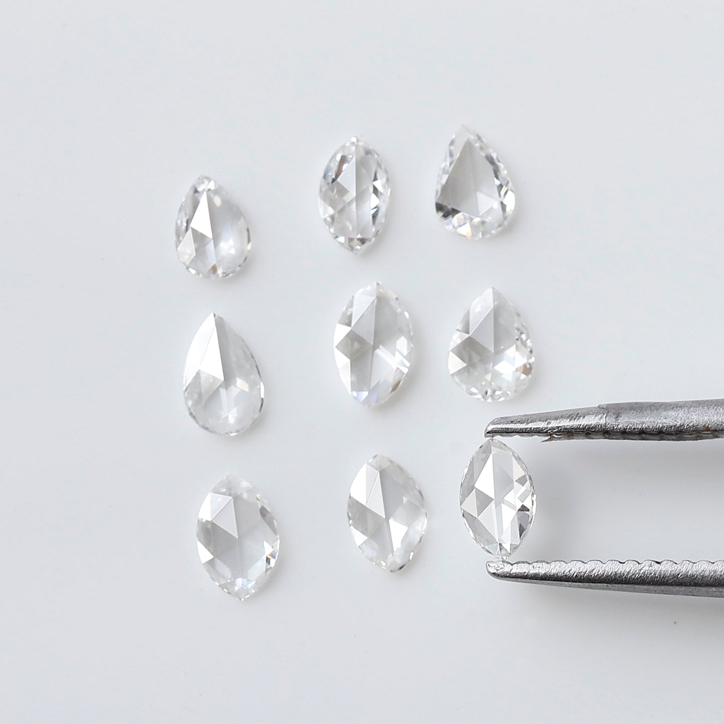 0.77 Ct Pear & Marquise Rose Cut Diamond Lot, 9 Pcs FG VS-SI Natural Loose Diamonds for Wedding Jewelry