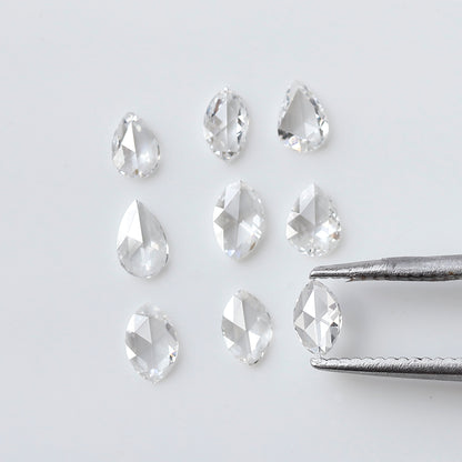 0.77 Ct Pear & Marquise Rose Cut Diamond Lot, 9 Pcs FG VS-SI Natural Loose Diamonds for Wedding Jewelry