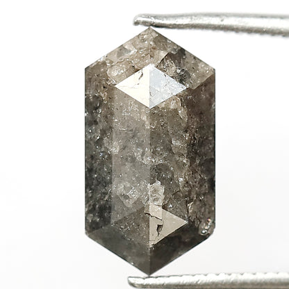 3.31 CT Long Hexagon Salt and Pepper Diamond, Natural Gray Black Loose Earth Mined Diamond For Making Custom Pendant