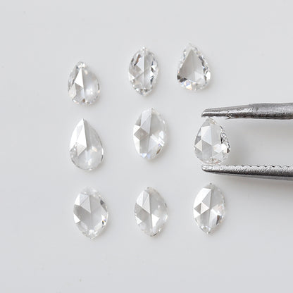 0.77 Ct Pear & Marquise Rose Cut Diamond Lot, 9 Pcs FG VS-SI Natural Loose Diamonds for Wedding Jewelry