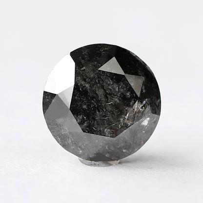 Large 5.27 CT Gray Black Salt and Pepper Diamond, Round Brilliant Cut 10.60 mm Natural Loose Diamond for Wedding Ring Jewelry