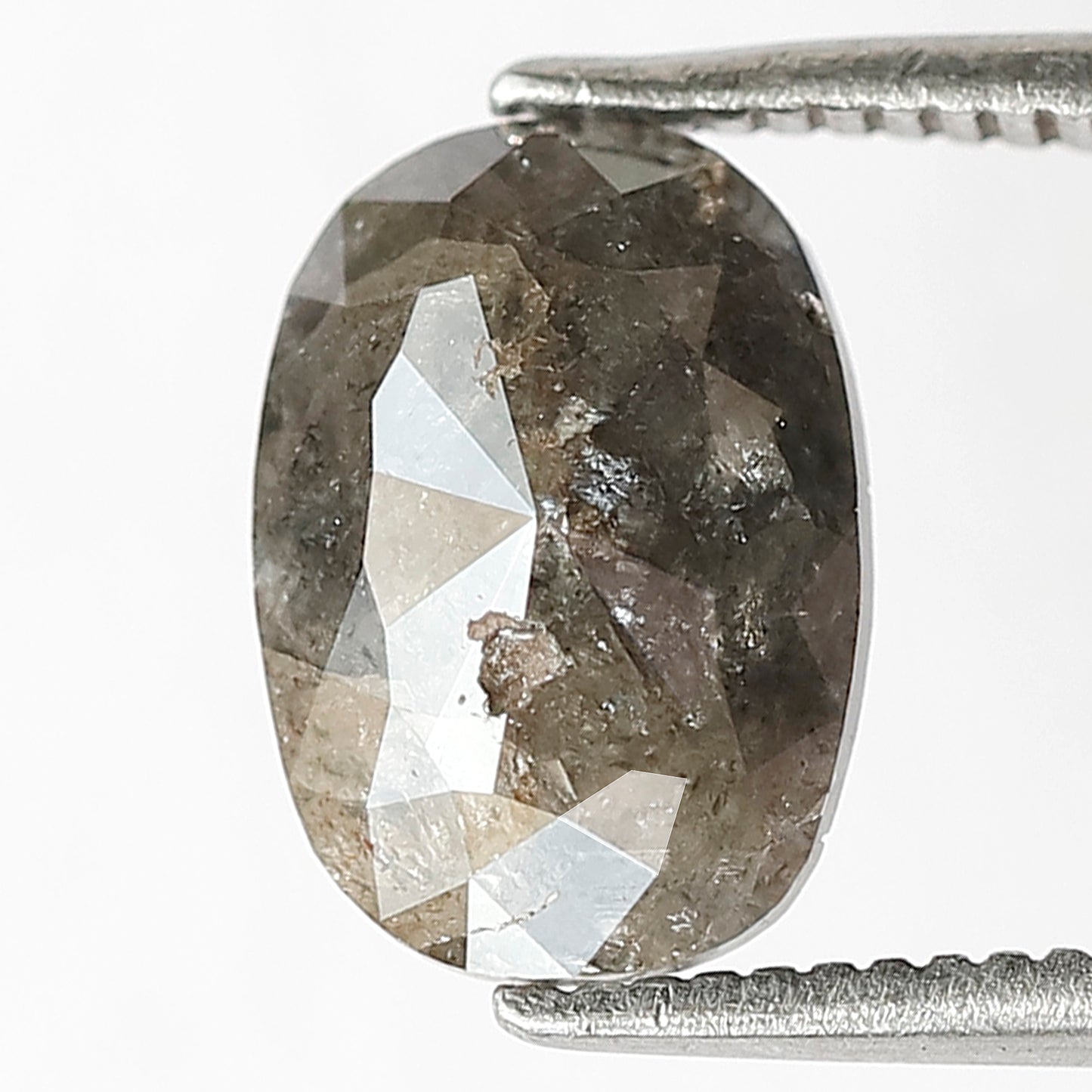 1.46 CT Oval Shape Gray Black Diamond, 9.50 mm Natural Salt and Pepper Diamond For Engagement Ring