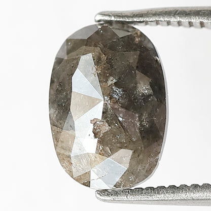1.46 CT Oval Shape Gray Black Diamond, 9.50 mm Natural Salt and Pepper Diamond For Engagement Ring