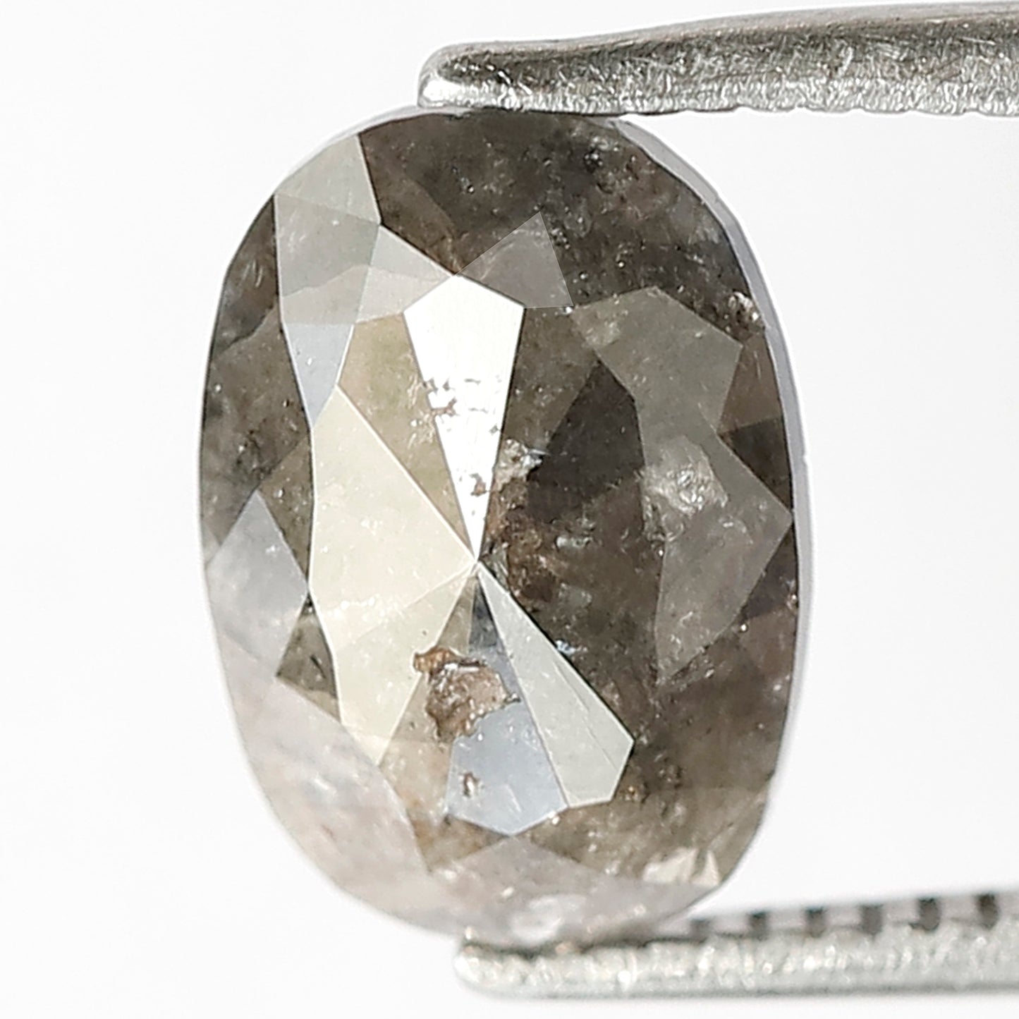 1.46 CT Oval Shape Gray Black Diamond, 9.50 mm Natural Salt and Pepper Diamond For Engagement Ring