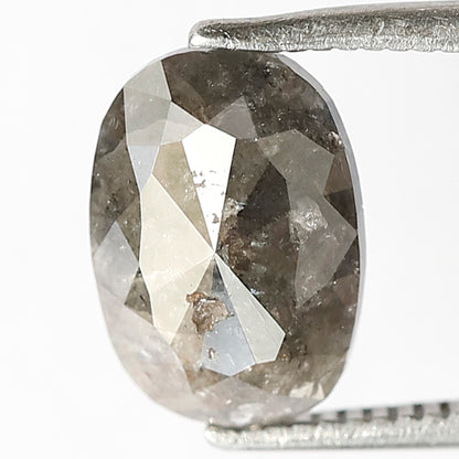 1.46 CT Oval Shape Gray Black Diamond, 9.50 mm Natural Salt and Pepper Diamond For Engagement Ring