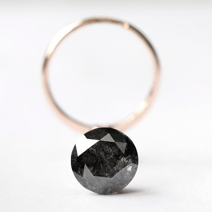 Large 5.27 CT Gray Black Salt and Pepper Diamond, Round Brilliant Cut 10.60 mm Natural Loose Diamond for Wedding Ring Jewelry