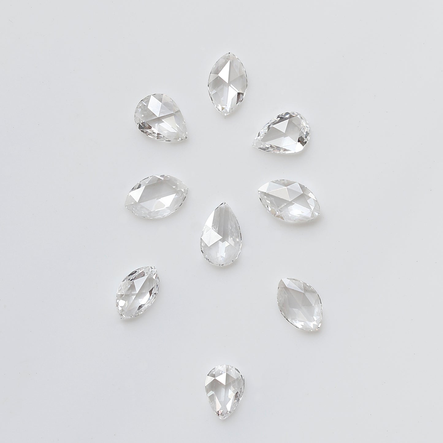 0.77 Ct Pear & Marquise Rose Cut Diamond Lot, 9 Pcs FG VS-SI Natural Loose Diamonds for Wedding Jewelry