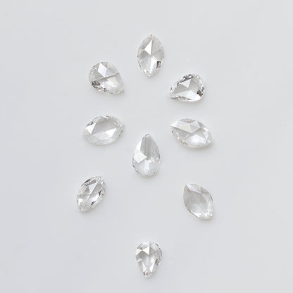 0.77 Ct Pear & Marquise Rose Cut Diamond Lot, 9 Pcs FG VS-SI Natural Loose Diamonds for Wedding Jewelry