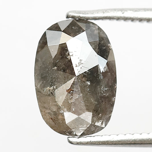 1.46 CT Oval Shape Gray Black Diamond, 9.50 mm Natural Salt and Pepper Diamond For Engagement Ring