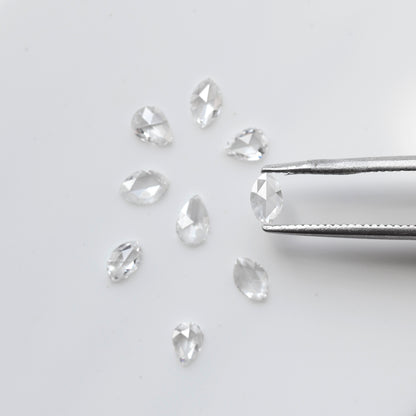 0.77 Ct Pear & Marquise Rose Cut Diamond Lot, 9 Pcs FG VS-SI Natural Loose Diamonds for Wedding Jewelry