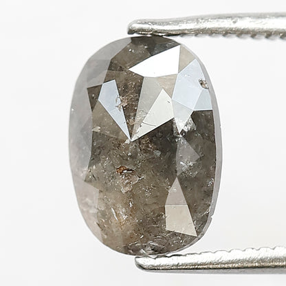 1.46 CT Oval Shape Gray Black Diamond, 9.50 mm Natural Salt and Pepper Diamond For Engagement Ring