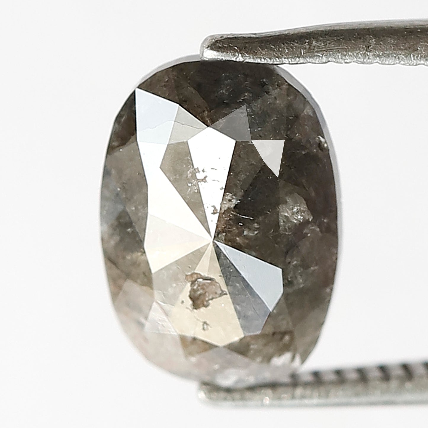 1.46 CT Oval Shape Gray Black Diamond, 9.50 mm Natural Salt and Pepper Diamond For Engagement Ring