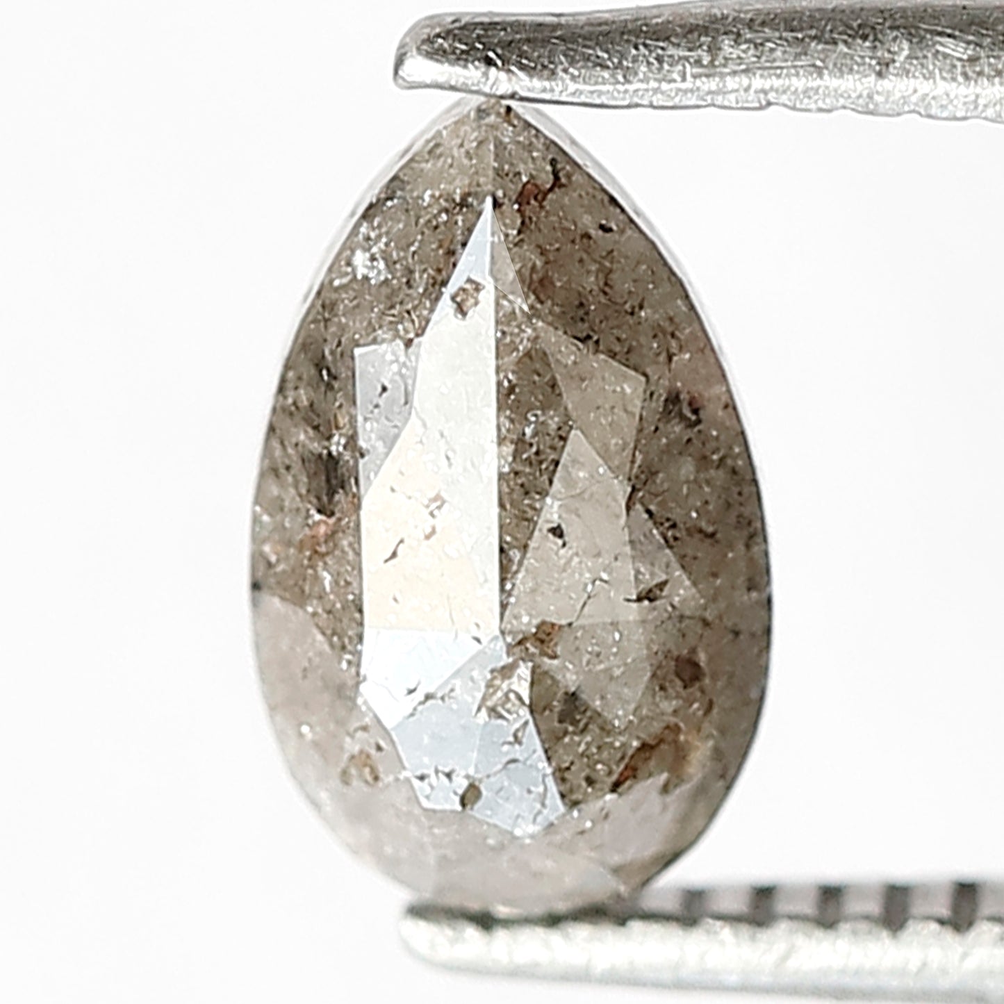 1.08 CT Gray Pear Cut Diamond, Natural Conflict Free Salt and Pepper Diamond for Birthday Jewelry
