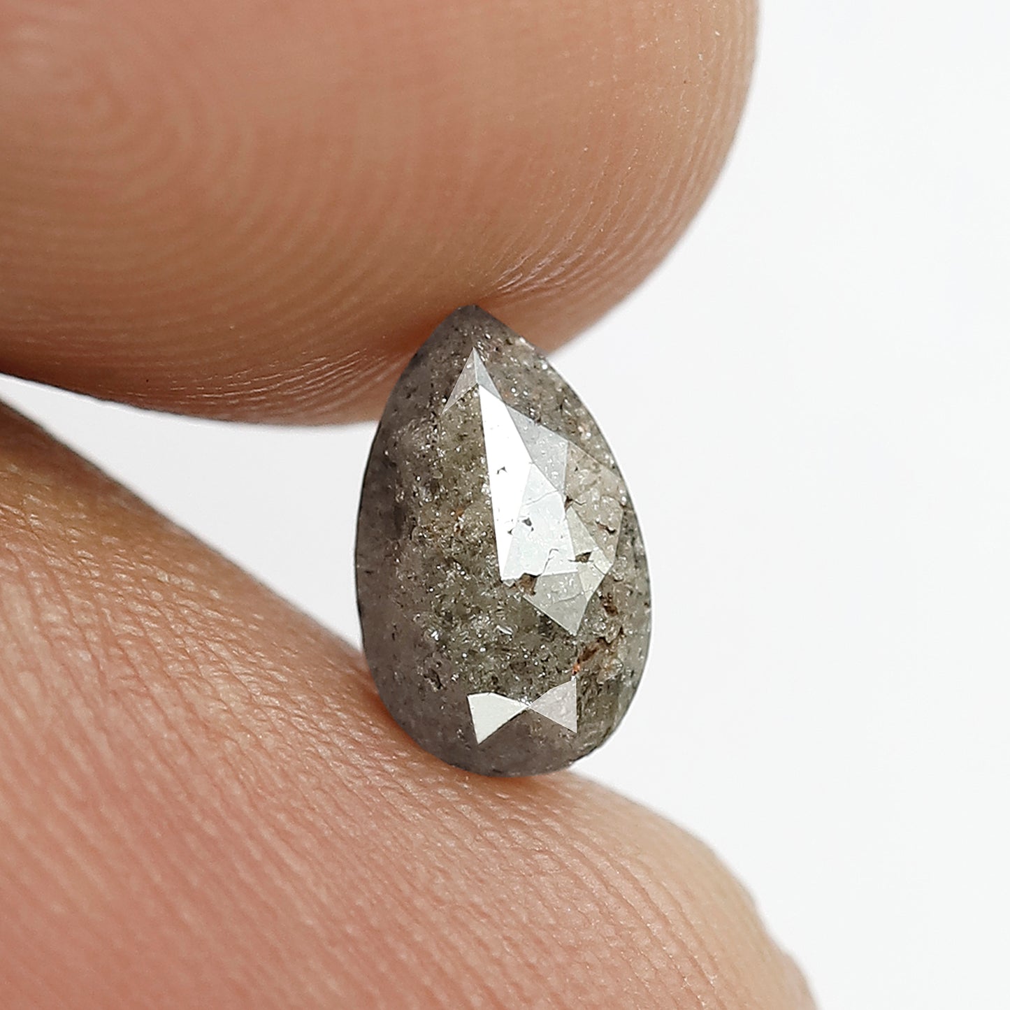 1.08 CT Gray Pear Cut Diamond, Natural Conflict Free Salt and Pepper Diamond for Birthday Jewelry