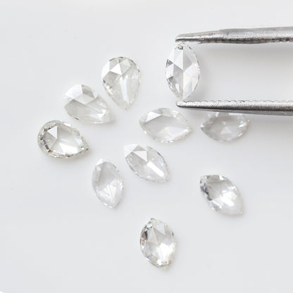 1.22 Ct Total Pear Marquise Mix Diamonds, Rose Cut FG VS-SI Natural Loose Diamonds for Jewelry Making