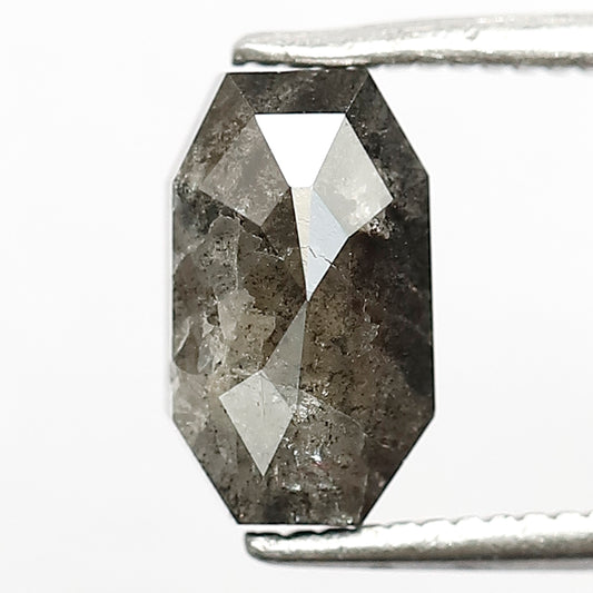 1.92 CT Geometric cut Loose Natural Diamond, 8.80 mm Gray Black Salt and Pepper Diamond For Pendant