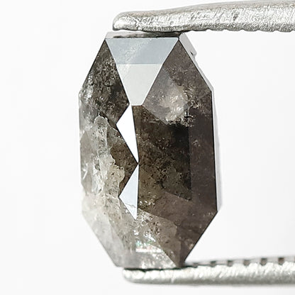 1.92 CT Geometric cut Loose Natural Diamond, 8.80 mm Gray Black Salt and Pepper Diamond For Pendant