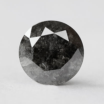 1.20 CT Round Brilliant Cut Loose Salt and Pepper Diamond, 6.80 mm Gray Black Natural Diamond for Bridal Ring, Ethical Wedding Jewelry Stone