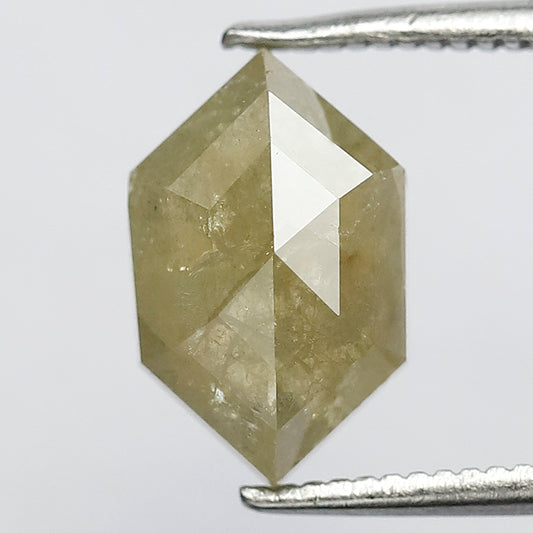 3.04 CT Yellowish Perfect Hexagon Shape 10.80 mm Loose Conflict Free Salt and Pepper Diamond