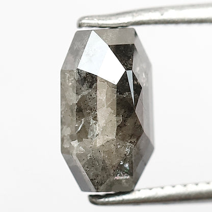 1.92 CT Geometric cut Loose Natural Diamond, 8.80 mm Gray Black Salt and Pepper Diamond For Pendant