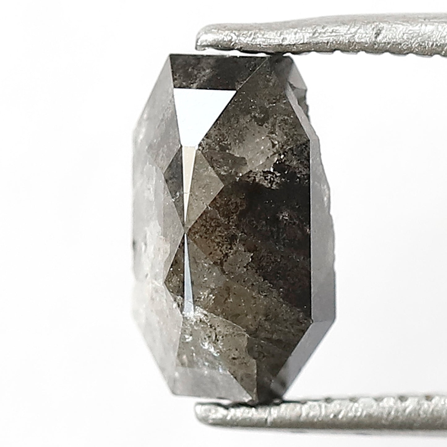 1.92 CT Geometric cut Loose Natural Diamond, 8.80 mm Gray Black Salt and Pepper Diamond For Pendant